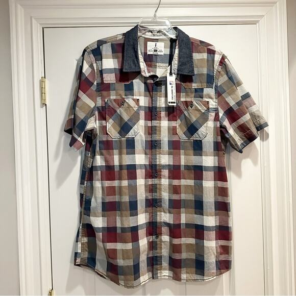 i Jeans by Buffalo Shirt Mens XXL Button Up Plaid NWT Short Sleeve Cotton - Picture 14 of 14